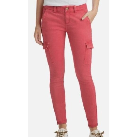 Vineyard Vines Skinny Utility Pants Red Size 16 Mid Rise Cotton Blend Stretch - Picture 1 of 9